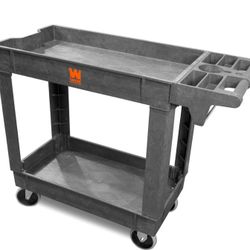 Grey Two Shelfs Itilies Cart With A Metal 4 Can Spray Holder