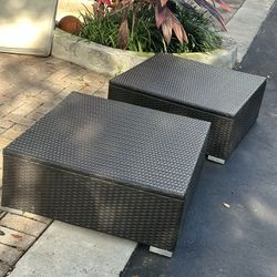 2 Large Pieces Patio Wicker Resin Furniture With Cushions Removable Washable Covers 31.25x31.25
