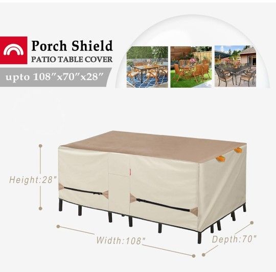 Porch Shield Patio Furniture Cover - Rectangular Table Cover 108x70 inch