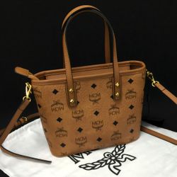 MCM Aren Top-Zip Shopper in Visetos Size Mini Tote Bag