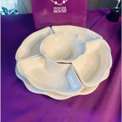 Princess House White Ceramic Serving Platter Set