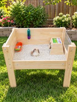 Elevated Wooden Small Animal Habitat Enclosure