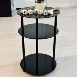 Designs2Go Midnight Classic 3-Tier Round Glass Side Table