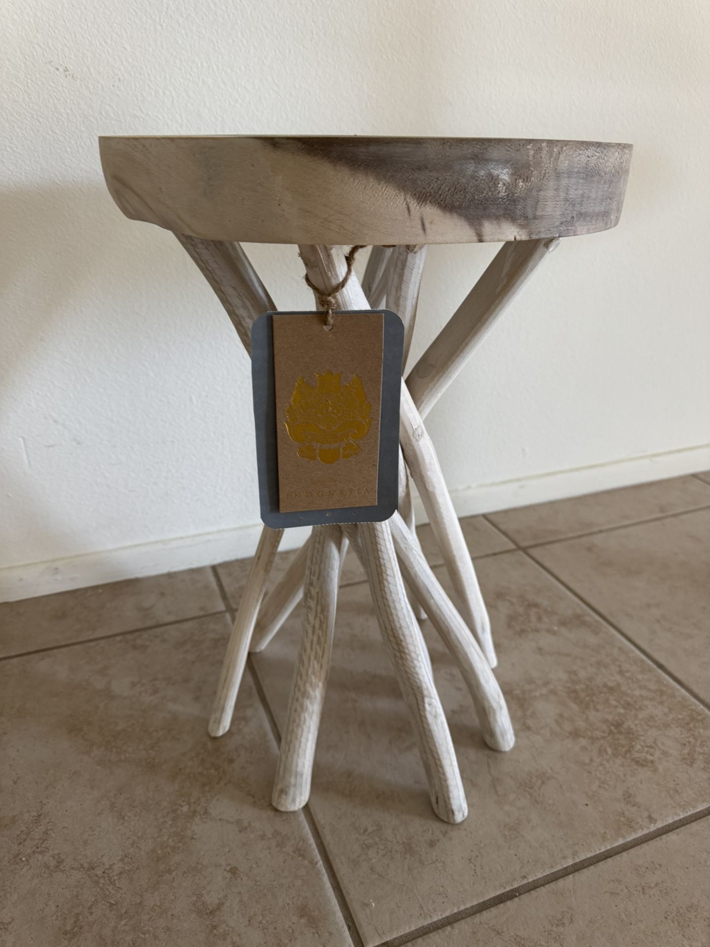 Stool From Indonesia - Whitewash