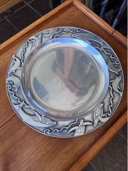 Wilton Armetale Pewter Marine Life serving plate - RARE Vintage