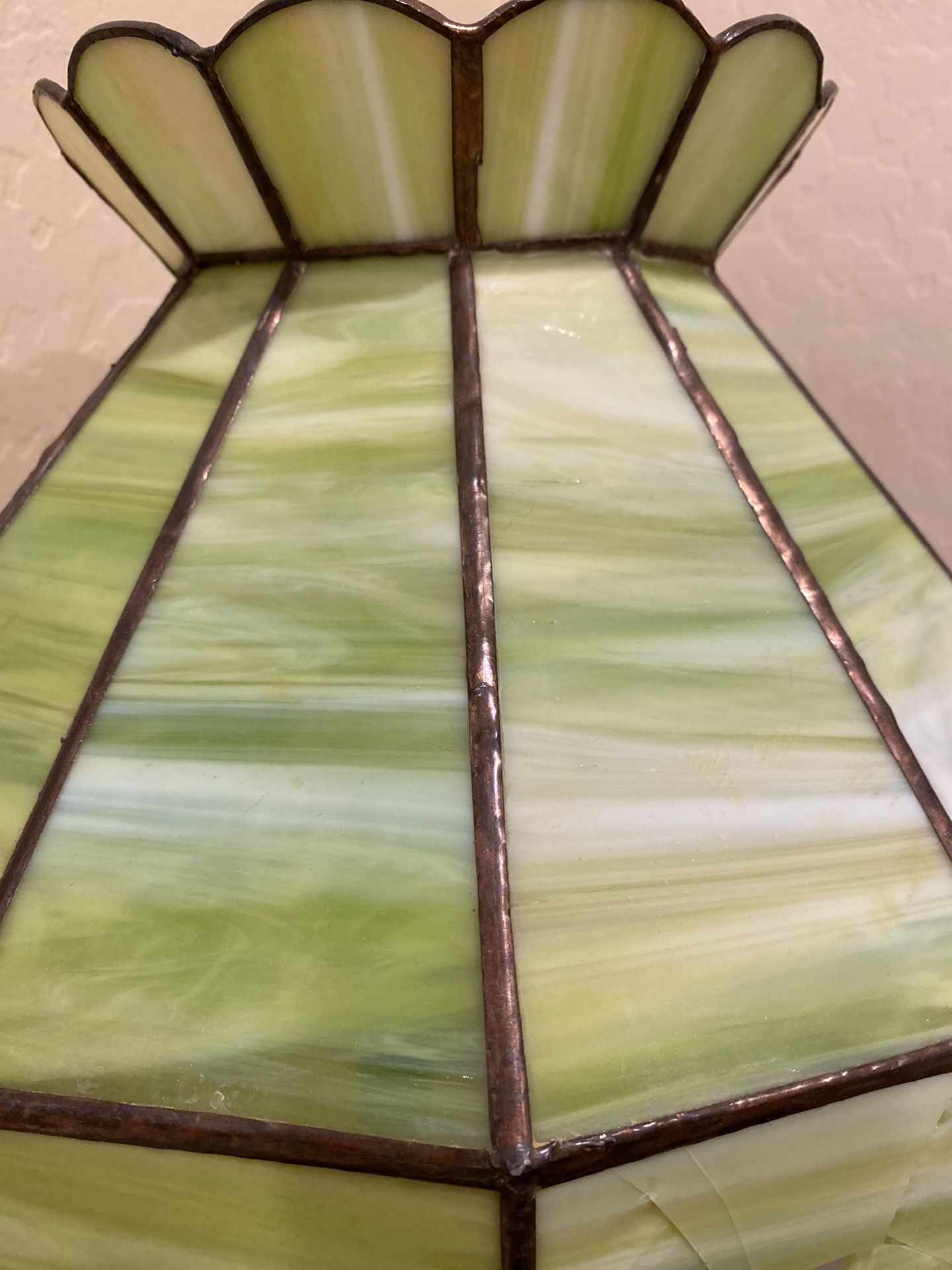 Vintage stained glass brass lamp.