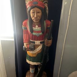 Wooden Cigar Indian  Carved Statue
