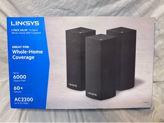 Linksys Velop AC2200 Tri-Band Mesh WiFi System (WHW03 V2) – 3 Pack