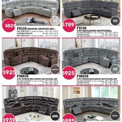 3-pc reclining sectional set & USB charger