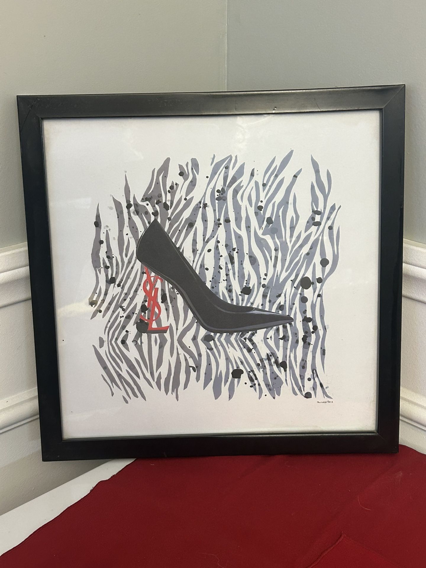 Glam shoe Frame Wall Decor 15"'.5  x 15".5