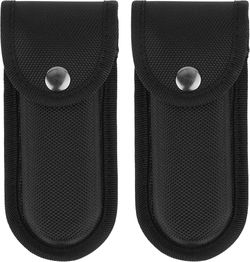 2Pcs Nylon Pocket Knife Holder, Folding Knife Sheath with Snap Closure & Belt Loop, Vertical/Horizontal Knife Case for Belt, Pocket Knife Holster for