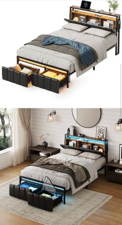 NEW - FULL/DOUBLE- Brisna Upholstered Faux Leather Bed