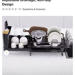 Extendable, Large Dish Rack with Drainboard, Utensil Holder, Cup Holder, Expandable Dish Drainer for Kitchen Counter, 20.5"-27.6" L x 12.6" W New