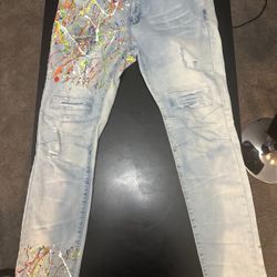 Hustle Jeans Skinny Fit with Paint Splatter