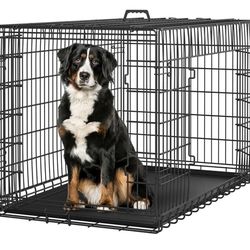 48 inch Double Door Dog Crate w/Divider for Puppy to Adult Large Collapsible Metal Crate with Removable Tray XXL Wire Dog Kennel Pet Crate for Dogs Po
