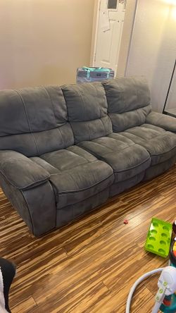 Power Recliner Sofa Gray Imitation Suede Jerome’s Furniture 