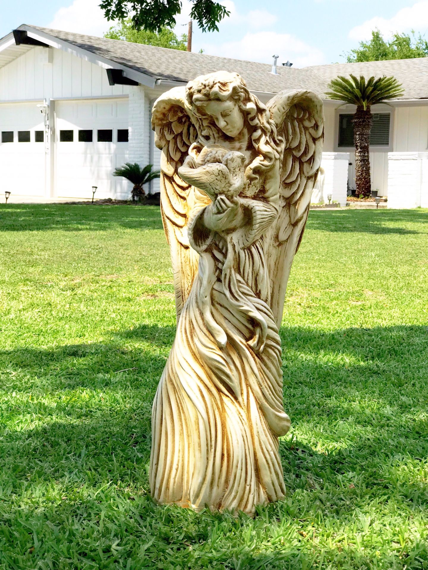 Angel Bird Feeder or Candle holder ( pottery Statue ) 2 feet 11 inchesj