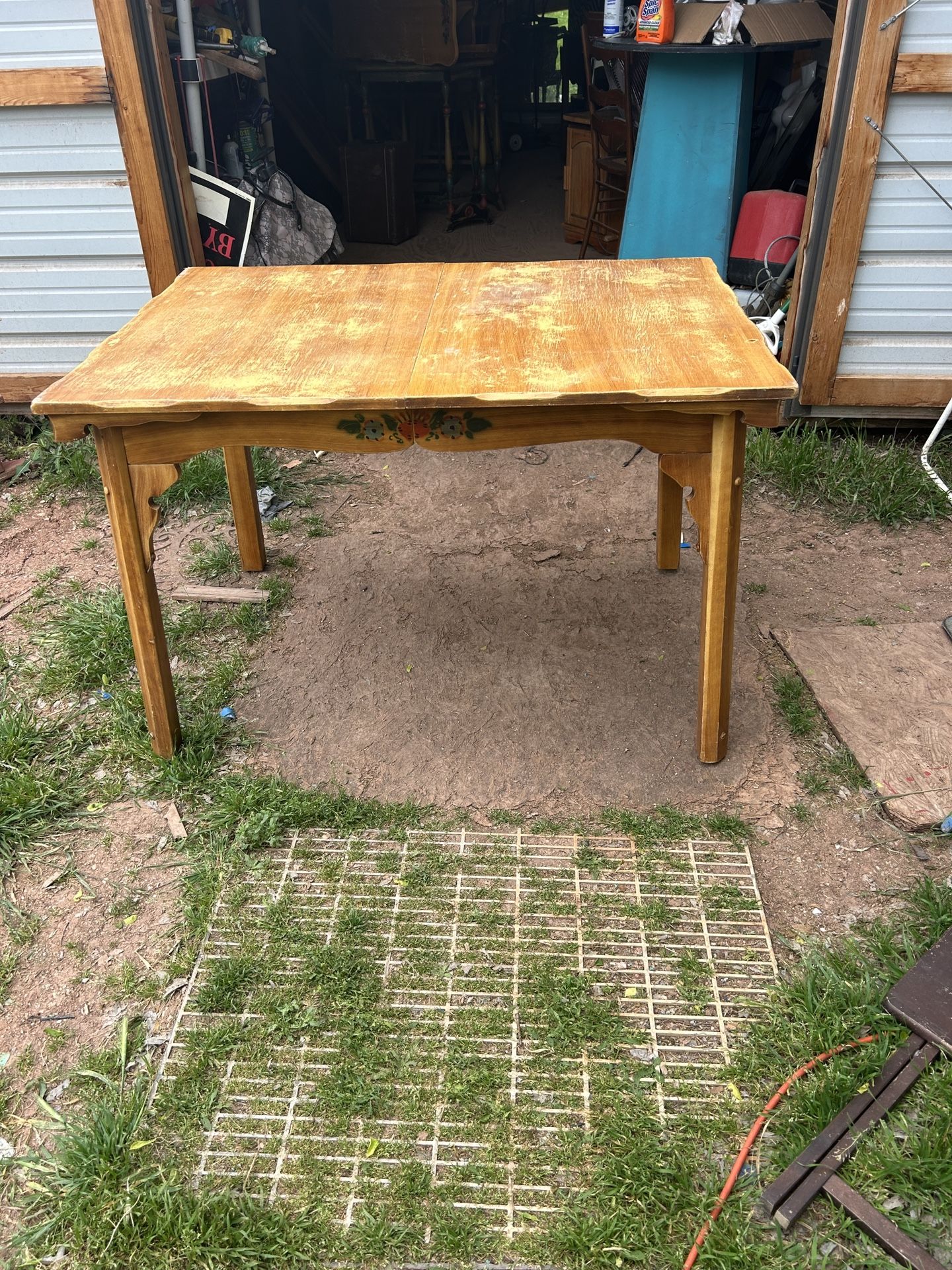 wood table its 30 inches tall 47 inches wide and 33 inches deep