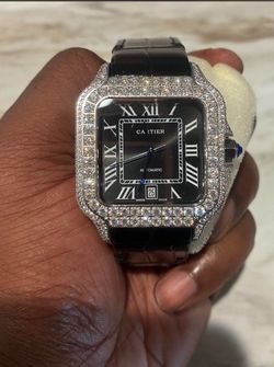 Iced out all black watch