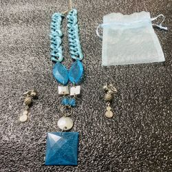 $10 Gifts! Lovely Blue Jade Necklace & Earring Set!