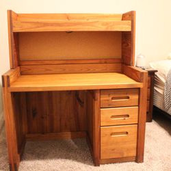 Solid Wood Desk with Hutch