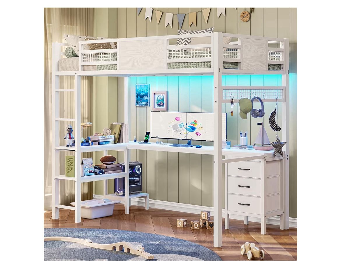 Twin Size Loft Bed With Desk