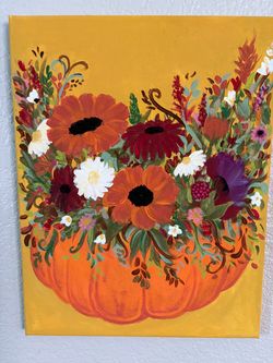 Floral pumpkin paintings