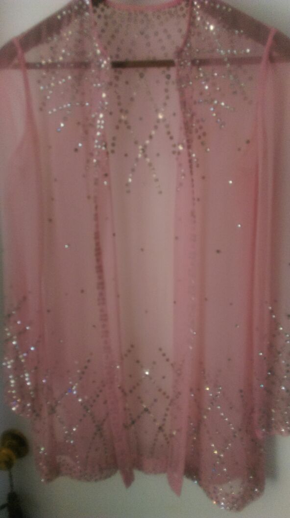 Vintage Sheers formal pale pink jacket rhinestone ladies