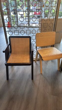 Mid-Century Modern Wood and Cane Dining Chairs