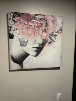 Large textured floral canvas