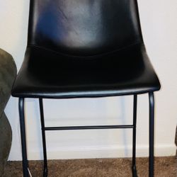 Tall Black Leather Bar  Stool 