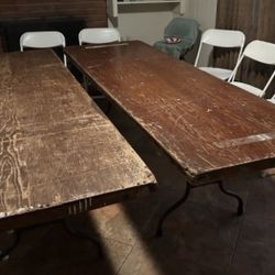 8 foot wood table 15.00 or 2 tables 35.00