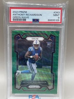 2023 Panini Prizm #343 ANTHONY RICHARDSON RC Green Wave Rookie PSA 9