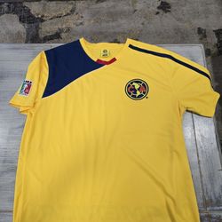 Club America 2010 FMF Official V-Neck Jersey Sz Large Preowned Yellow