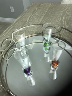 4 Vintage Ball Bottom Cordial/Shot Glasses