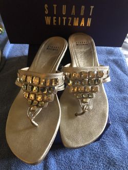 ** JUST REDUCED” Stuart Weitzman sequined sandals. Beautiful! Like New!!!