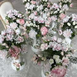 Set Of 16 Floral Centerpieces For Wedding, Quinceanera/Quince, Shower, Baptism, Memorial, Special Events 