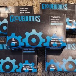 (5) NEW Boxes/Unopened Gloveworks Textured Industrial Nitrile Gloves