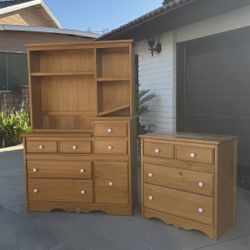 Mid Century Modern Solid Wood Dresser Set 