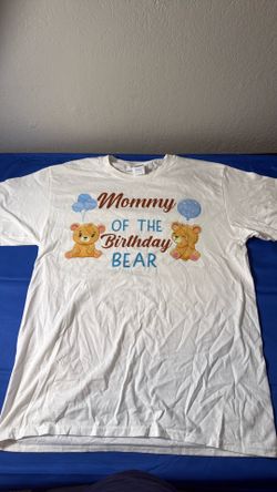 White Mommy of the Birthday Bear Medium shirt