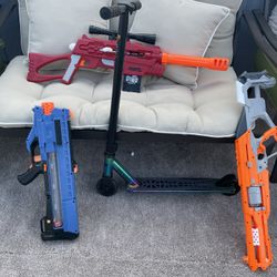 Nerf Toys And A Scooter 