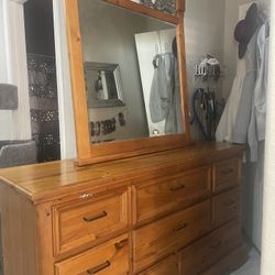 Rustic eight drawer dresser in mirror