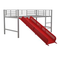 Junior Twin Metal Loft Bed with Slide