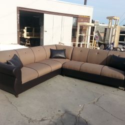 BRAND NEW 9x9ft SECTIONAL SOFAS  mocha fabric combo. CUSTOM made available