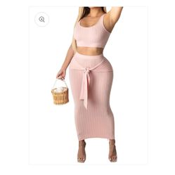 TWO PIECE SKIRT SET ( Light Pink) 