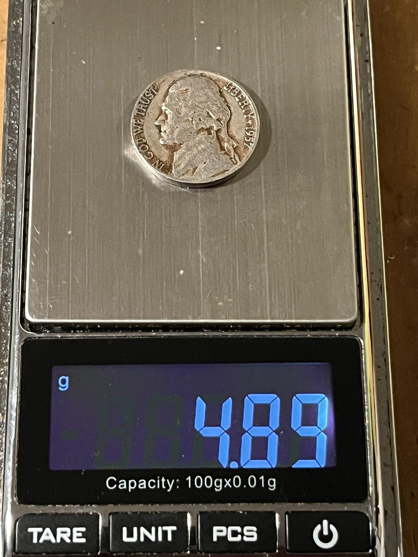 1957 Jefferson Wrong Weight And Repunched Mint Mark Nickel With No Fs Initials