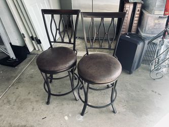 Brown Leather Suede Barstools