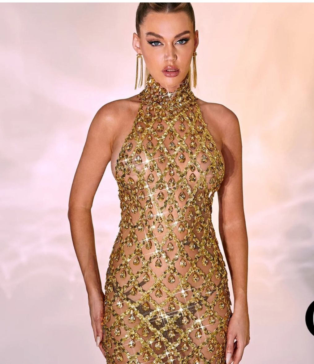 Gold Dress Prom, Cocktail Or Special Event