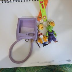 Samsung Z Flip 4 Purple Cat Phone Case With 2 DBZ Keychains