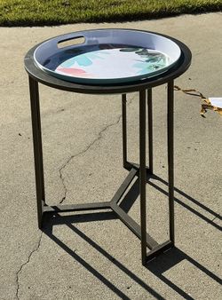 Three Legged Metal Table, Two Top Choices
